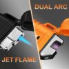 2 Pack Waterproof Lighter for Outdoor, Windproof Torch Lighter, Dual Arc Butane Electric Lighter, USB Rechargeable, Flameless Plasma Lighter for Camping Hiking Adventure Survival Tactical Gear - Image 2