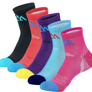 innotree 5 Pack Cushioned Hiking Socks for Women,Lightweight Wicking Women Crew Sock for Outdoor Hiking Walking Running